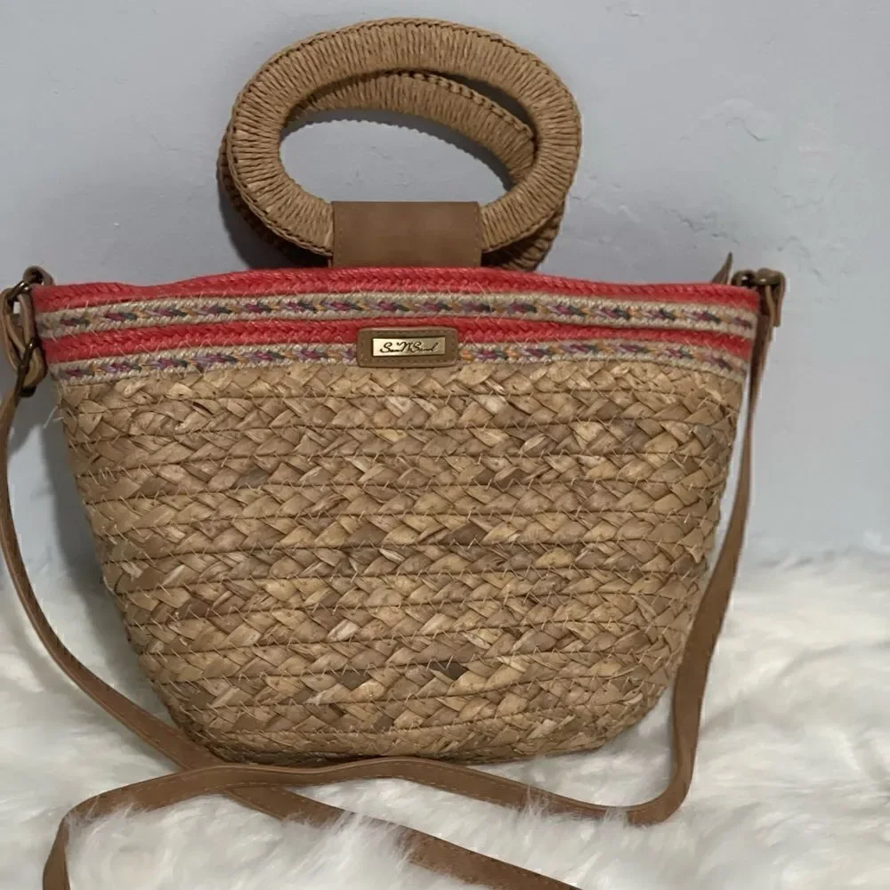Sun N Sand straw shoulder bag w/ handles